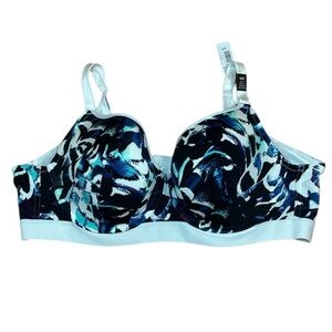 Torrid Curve Bra, Underwire Blue and Black Patterned Bra, 42C